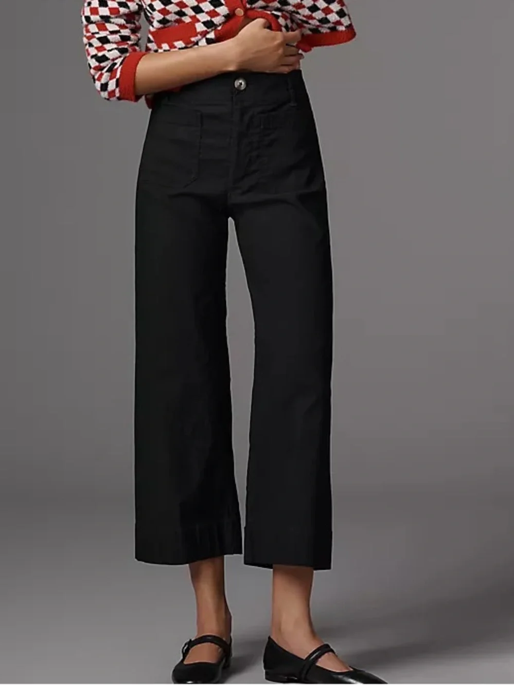 Anthropologie Maeve Colette Black Magic Fabric Crop Wide Leg Pants 25